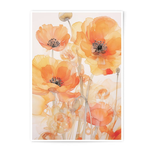 Orange Poppies Photographic Print, Floral Art, Botanical Wall Decor, Flower Photography, Home Decor, Wall Art, Poppy Print - Tawshia