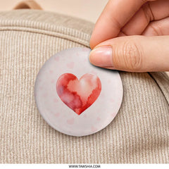 Watercolor Heart Pinback, Love Button Pin, Valentines Day Gift, Cute Heart Badge, Anniversary Gift, Heart Art Pin, Trendy Aesthetic Pin - Tawshia