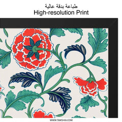 Red Peony Flower Wall Art, Floral Pattern Print, Botanical Home Decor, Antique Inspired Wall Decor, Living Room Art, Elegant Artwork - Tawshia