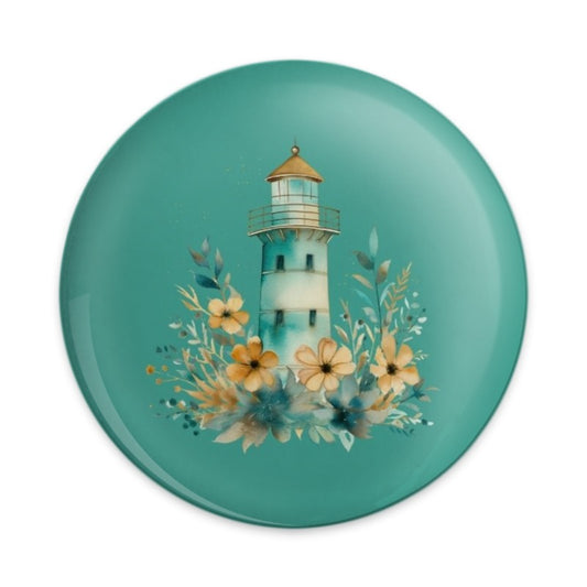 Floral Lighthouse Pinback Button, Coastal Decor Button, Beach Lover Gift, Nautical Button, Decorative Badge, Unique Buttons, Badge - Tawshia
