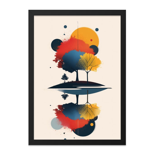 Abstract Tree Wall Art, Colorful Reflection Print, Modern Nature Artwork, Circle Design, Home Decor, Unique Gift Idea - Tawshia