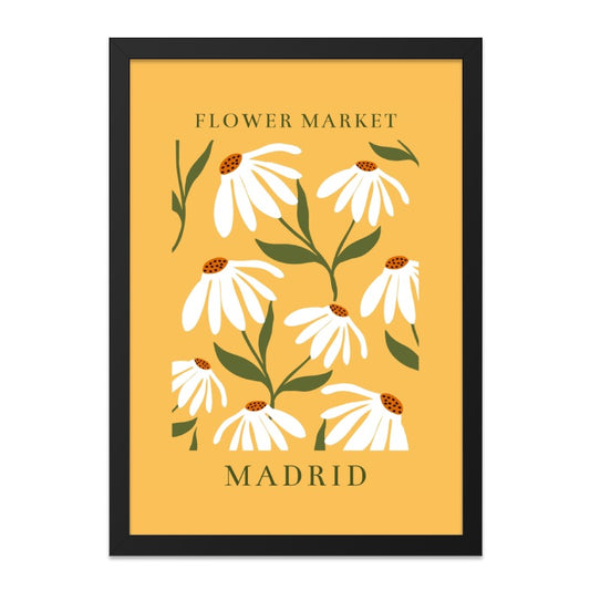 Flower Market Madrid Wall Art, Daisy Floral Print, Modern Botanical Art, Mustard Yellow Wall Decor, Stylish Flower Poster, Home Decor - Tawshia