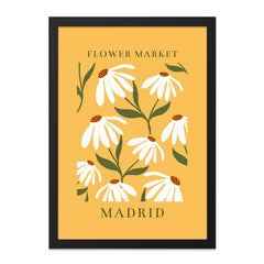 Flower Market Madrid Wall Art, Daisy Floral Print, Modern Botanical Art, Mustard Yellow Wall Decor, Stylish Flower Poster, Home Decor - Tawshia