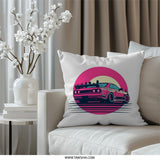 Retro Skyline Car Pillow, JDM Japanese Pillow, Vaporwave Pillow, Drift Car Pillow, 80s Aesthetic Pillow, Nissan Car Throw Pillow - Tawshia