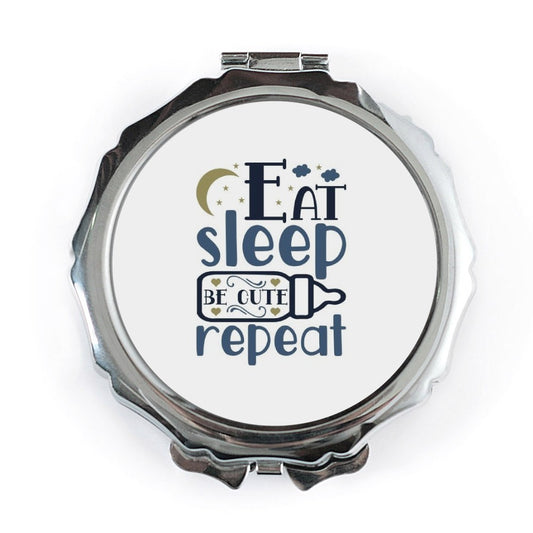 Eat Sleep Be Cute Repeat Pocket Mirror, Funny Baby Quote Mirror, Mom Life Purse Mirror, Baby Shower Gift, New Mom Gift - Tawshia