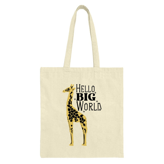 Giraffe Tote Bag, Hello Big World Bag, Animal Lover Gift, Cute Tote, Travel Bag, Everyday Bag, Eco Friendly Bag - Tawshia