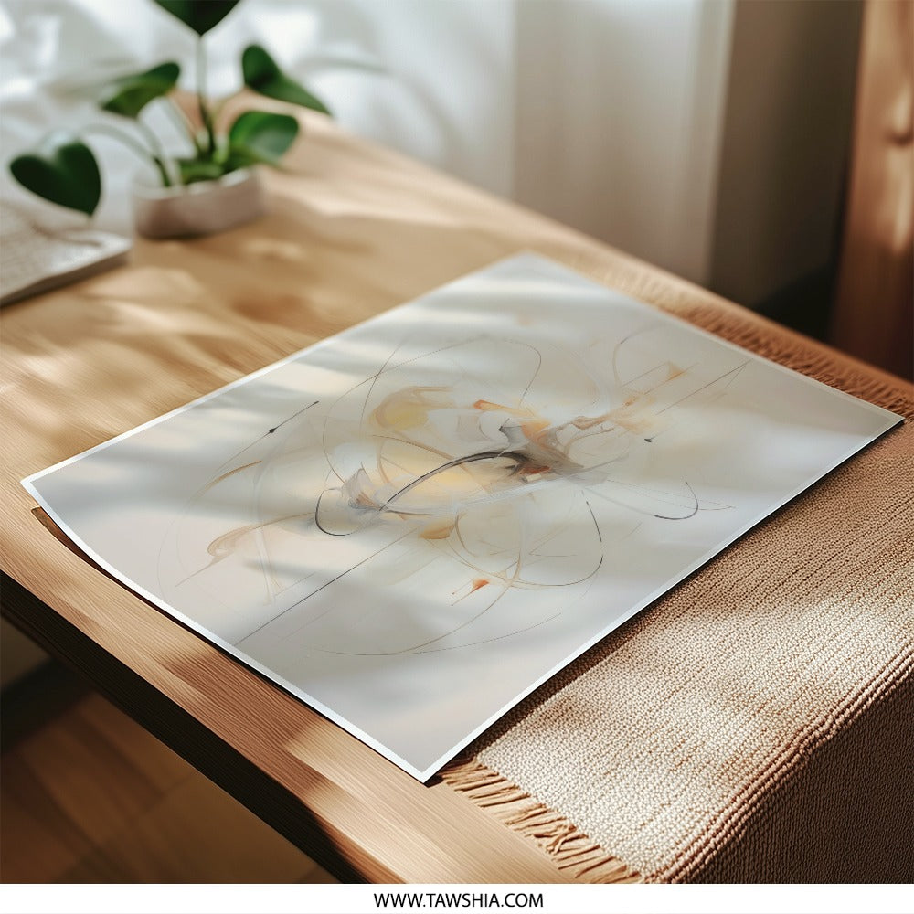 Abstract Art Photographic Print, Beige Wall Decor, Modern Home Art, Neutral Tones Print, Minimalist Art Print, Living Room Art - Tawshia