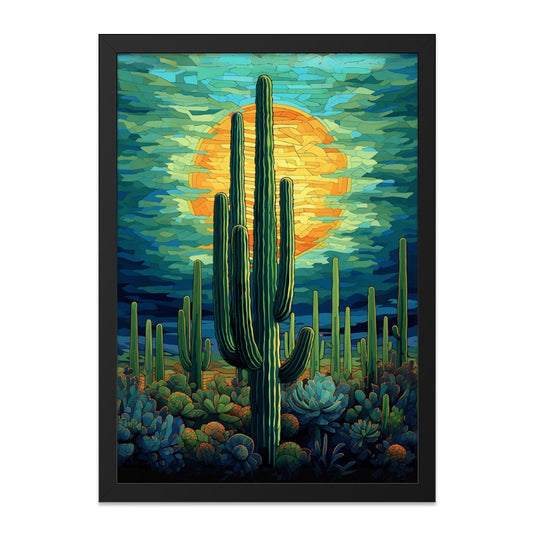Desert Sunset Cactus Wall Art, Saguaro Cactus Print, Southwest Decor, Colorful Desert Art, Arizona Landscape Wall Decor - Tawshia