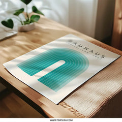 Bauhaus Ausstellung 1923 Photographic Print, Teal Arch Poster, Abstract Art Print, Modern Art Wall Decor, Minimalist Print, Home Decor - Tawshia