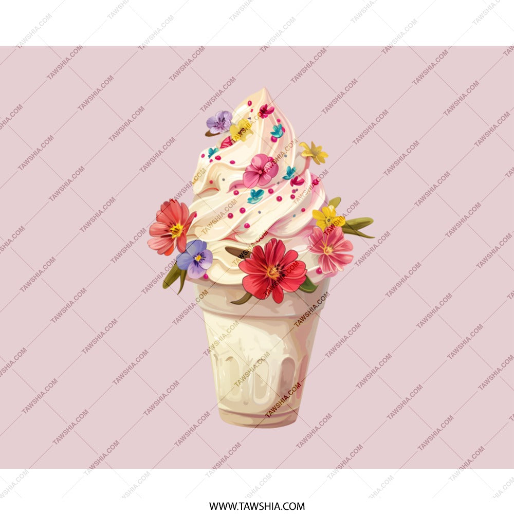 Floral Ice Cream Mouse Pad, Cute Desk Decor, Spring Flowers, Office Gift, Trendy Computer Accessory, Unique Workstation, Pastel Aesthetic - Tawshia