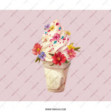 Floral Ice Cream Mouse Pad, Cute Desk Decor, Spring Flowers, Office Gift, Trendy Computer Accessory, Unique Workstation, Pastel Aesthetic - Tawshia
