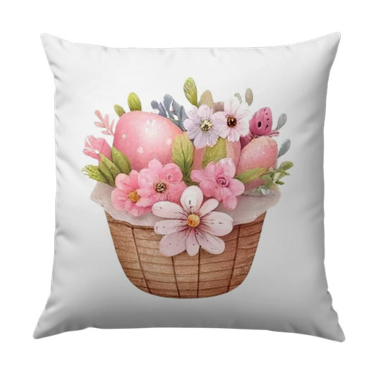 Easter Eggs Pillow, Flower Basket Pillow, Spring Decor Pillow, Holiday Pillow, Cute Floral Throw Pillow, Decorative Easter Pillow, Gift - Tawshia