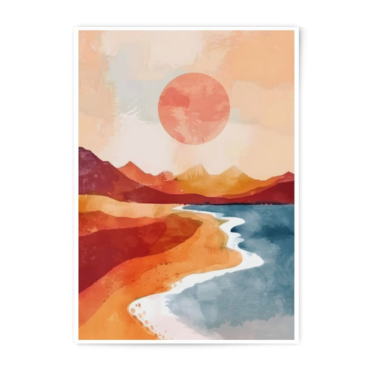 Abstract Sunset Photographic Print, Beach Landscape Art, Modern Wall Decor, Warm Tone Home Decor, Coastal Scenery Photo, Nature Art - Tawshia