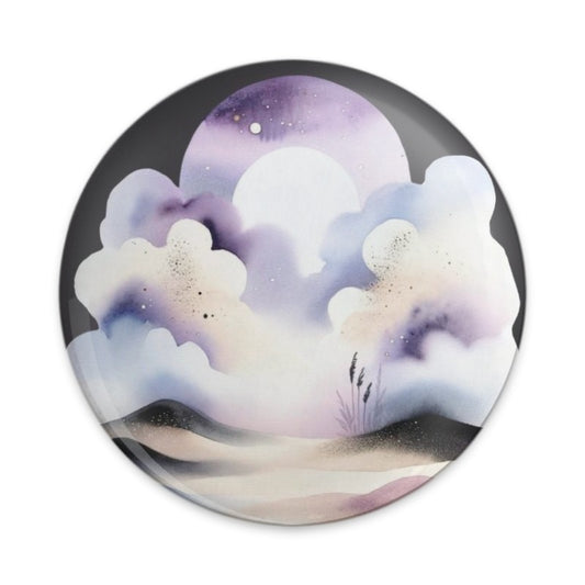 Watercolor Landscape Pinback Button, Moon, Clouds, Dreamy Aesthetic, Celestial Art, Unique Accessories, Backpack Decor, Jacket Pins - Tawshia