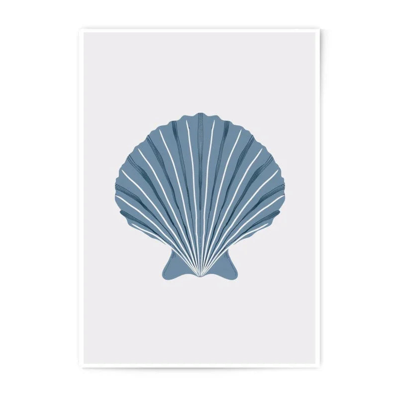 Blue Seashell Photographic Print, Coastal Wall Decor, Beach House Art, Ocean Shell Art, Nautical Print, Summer Decor - Tawshia