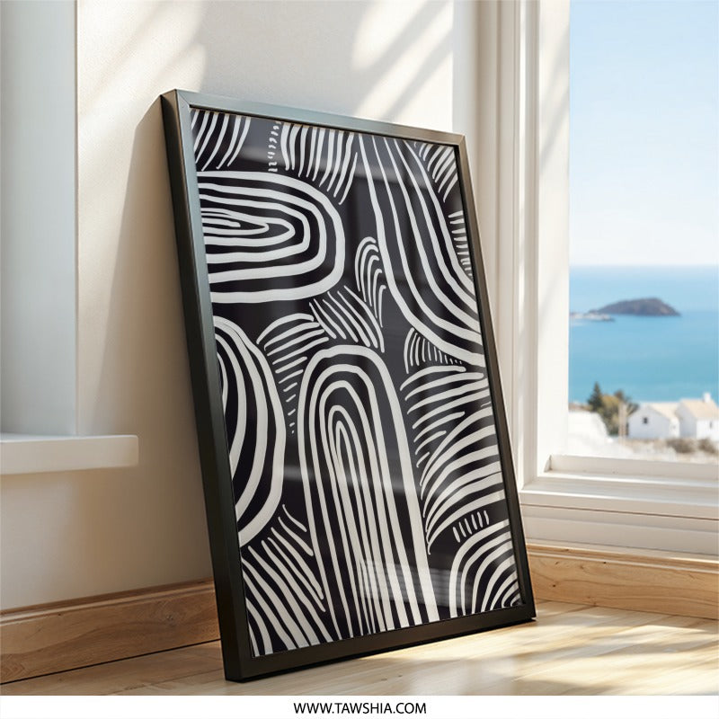 Abstract Wall Art, Black and White Decor, Line Art Print, Modern Wall Decor, Minimalist Art, Unique Wall Hanging, Home Decor, Abstract - Tawshia