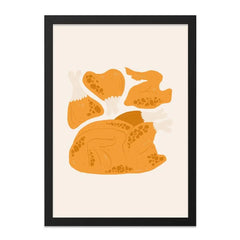 Roasted Chicken Wall Art, Foodie Print, Kitchen Decor, Thanksgiving Wall Decor, Poultry Illustration, Minimalist Art Print - Tawshia