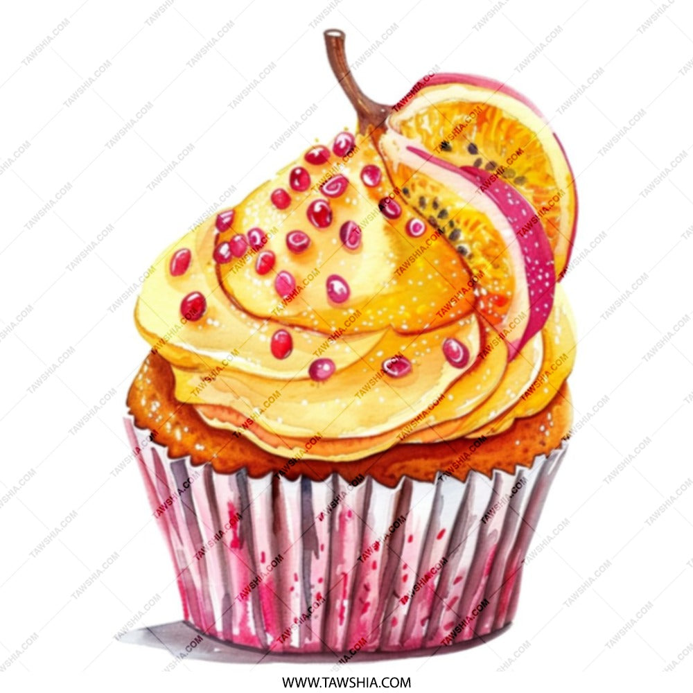 Cupcake Tote Bag, Passion Fruit Art Print, Unique Design, Foodie Gift, Colorful Tote, Reusable Grocery Bag, Stylish Shopping Bag - Tawshia
