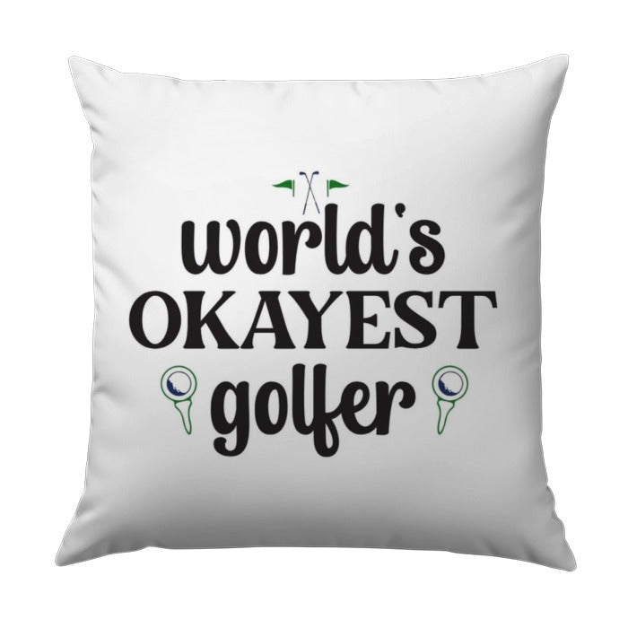 Worlds Okayest Golfer Pillow, Funny Golf Gift, Golf Lover Decor, Golf Enthusiast Cushion, Golfing Accessory, Unique Pillow, Golf Present - Tawshia