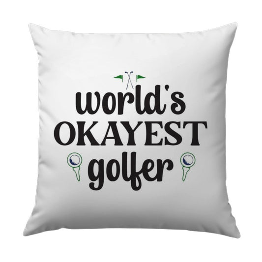 Worlds Okayest Golfer Pillow, Funny Golf Gift, Golf Lover Decor, Golf Enthusiast Cushion, Golfing Accessory, Unique Pillow, Golf Present - Tawshia