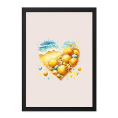 Beach Heart Wall Art, Seashell Love Print, Coastal Decor, Ocean Wave Art, Summer Home Decor, Nautical Wall Decor, Beach House Art - Tawshia