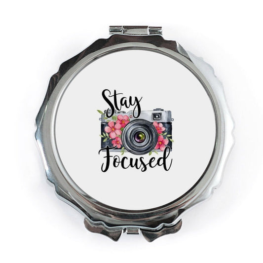 Stay Focused Camera Pocket Mirror, Floral Photography Gift, Cute Photographer Mirror, Handbag Compact Mirror, Travel Makeup Mirror - Tawshia