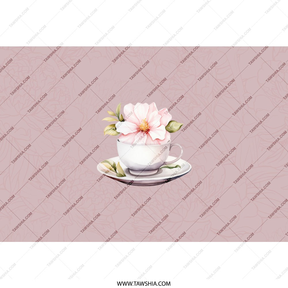 Floral Teacup Tumbler, Pink Flower Tumbler, Elegant Drinkware, Gift For Her, Tea Lover Gift, Botanical Tumbler, Travel Mug, Coffee Cup - Tawshia