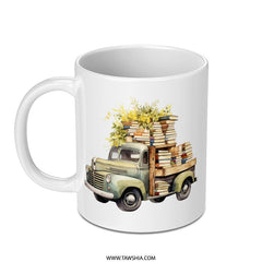 Book Truck Mug, Vintage Truck, Reading Lover Gift, Bookish Mug, Bookworm Gift, Truck Art Mug, Cute Mug, Coffee Mug, Tea Mug, Gift for Reader - Tawshia