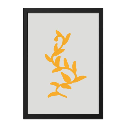 Golden Leaves Wall Art, Minimalist Decor, Botanical Print, Home Decor, Modern Art, Framed Art Print, Simple Leaf Design, Nature Inspired Art - Tawshia
