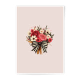 Floral Bouquet Photographic Prints, Red Roses Art, Striped Bow Decor, Elegant Flower Art, Wedding Decor, Home Decor, Gift Idea - Tawshia