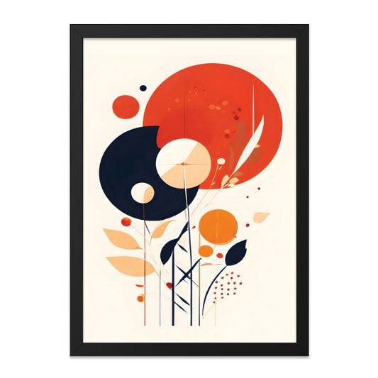 Abstract Floral Wall Art, Modern Geometric Print, Contemporary Art Decor, Red and Blue Botanical Wall Decor, Minimalist Flower Art Print - Tawshia