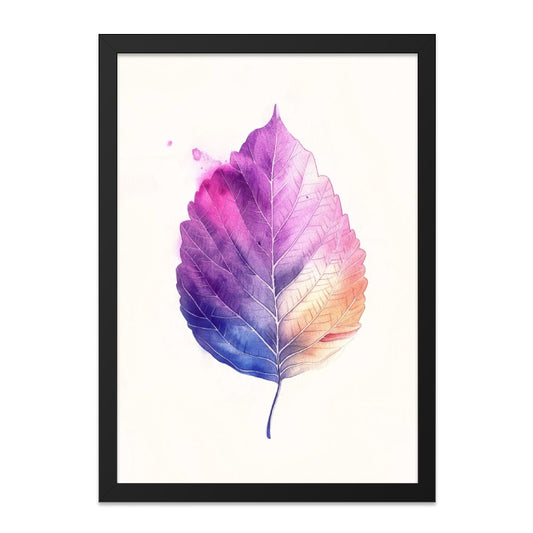 Watercolor Leaf Wall Art, Botanical Print, Colorful Leaf Decor, Modern Nature Art, Home Decor, Framed Art - Tawshia