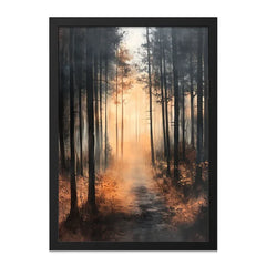 Forest Wall Art, Atmospheric Print, Nature Scene, Woodland Decor, Tranquil Art, Landscape Painting, Pine Trees Artwork, Golden Light - Tawshia