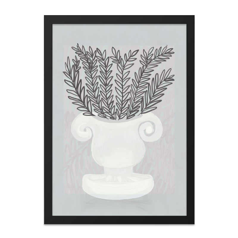 Botanical Wall Art, Grecian Urn Print, Minimalist Home Decor, Elegant Leaves Wall Decor, Modern Wall Art - Tawshia