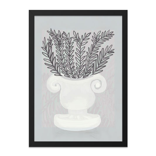 Botanical Wall Art, Grecian Urn Print, Minimalist Home Decor, Elegant Leaves Wall Decor, Modern Wall Art - Tawshia