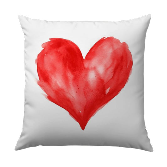 Red Watercolor Heart Pillow, Love Throw Pillow, Valentines Day Gift, Heart Home Decor, Romantic Cushion, Anniversary Pillow, Red Heart Decor - Tawshia