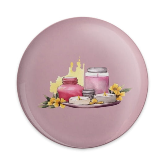Spa Day Pinback Button, Relaxing Candles Badge, Aromatherapy Gift Idea, Pink Aesthetic Pin, Cute Flower Button, Trendy Accessories - Tawshia