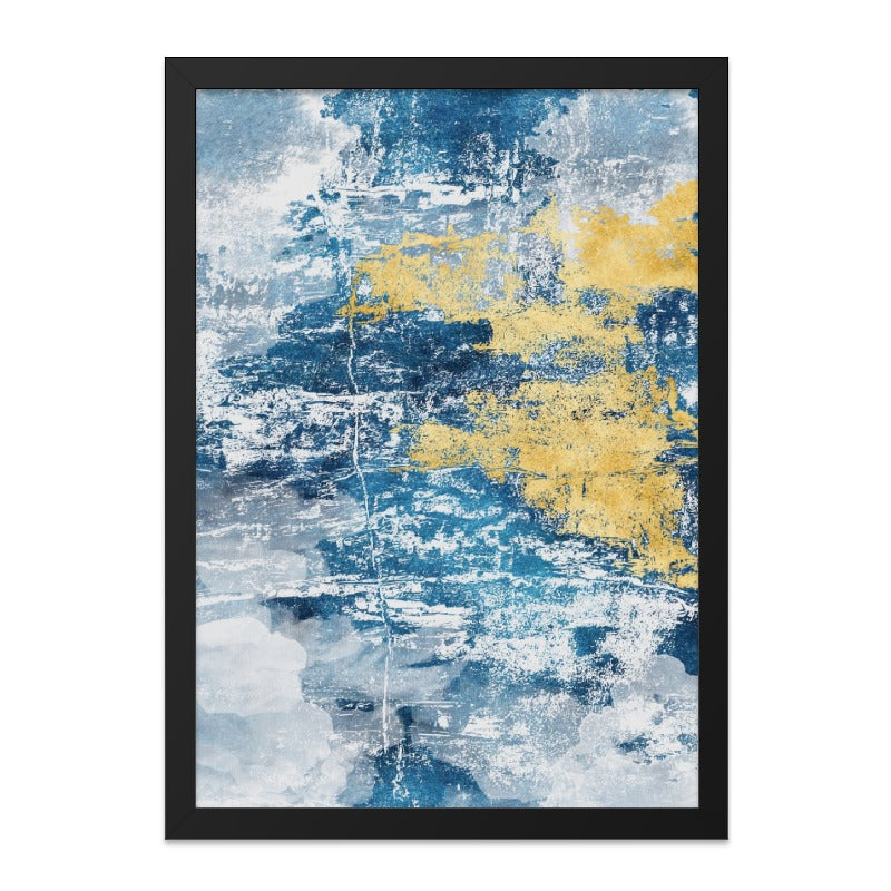 Abstract Blue and Gold Wall Art, Modern Art Print, Textured Wall Decor, Contemporary Home Decor, Living Room Art - Tawshia