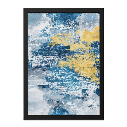 Abstract Blue and Gold Wall Art, Modern Art Print, Textured Wall Decor, Contemporary Home Decor, Living Room Art - Tawshia