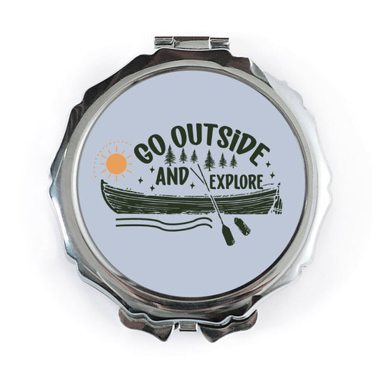 Go Outside And Explore Pocket Mirror, Adventure Vanity Mirror, Travel Mirror, Camping Gift, Nature Lover, Portable Mirror - Tawshia
