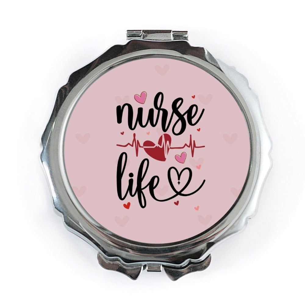 Nurse Life Pocket Mirror, Heartbeat Design, CNA Gift, Medical, Nursing School, RN Present, Pocket Mirrors for Women, Gift for Doctor - Tawshia