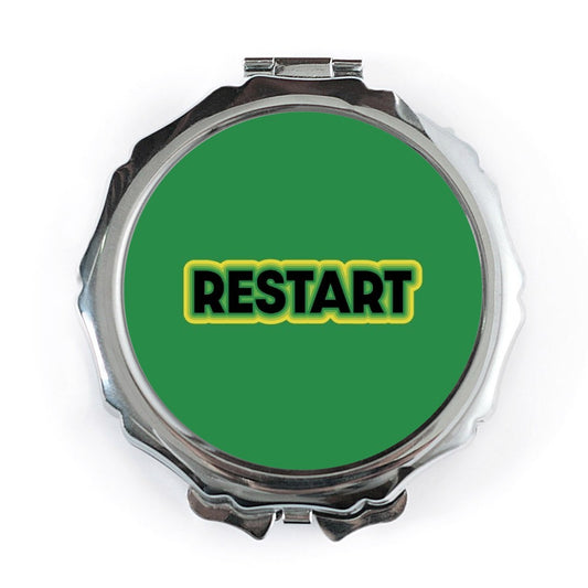 Restart Pocket Mirror, Green Background Mirror, Cool Mirror, Unique Pocket Mirror, Portable Mirror, Stylish Gift - Tawshia