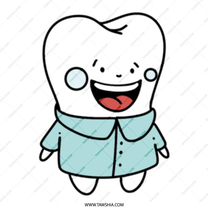 Smiling Cartoon Tooth Character with Cute Shirt product