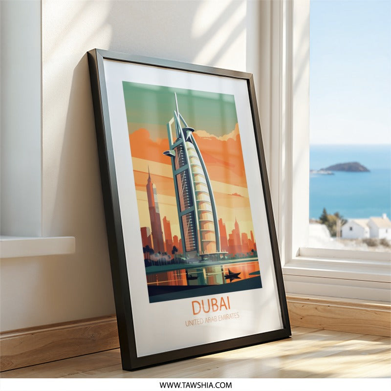 Dubai Wall Art, United Arab Emirates Print, Cityscape Art, Modern Art Print, Travel Poster, Middle East Decor, Landmark Wall Decor - Tawshia