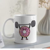 Funny Donut Mug, Weightlifting Mug, Gym Mug, Coffee Mug, Cute Mug, Gift for Gym Lover, Unique Mugs, Novelty Mugs, Ceramic Mug - Tawshia