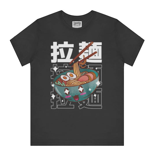 Ramen Noodles Cartoon Graphic Black T Shirt product