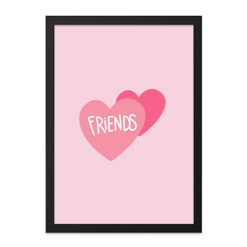 Best Friends Wall Art, Pink Heart Wall Decor, Friends Home Decor, Friendship Gift, Minimalist Wall Print, Cute Wall Art Print - Tawshia