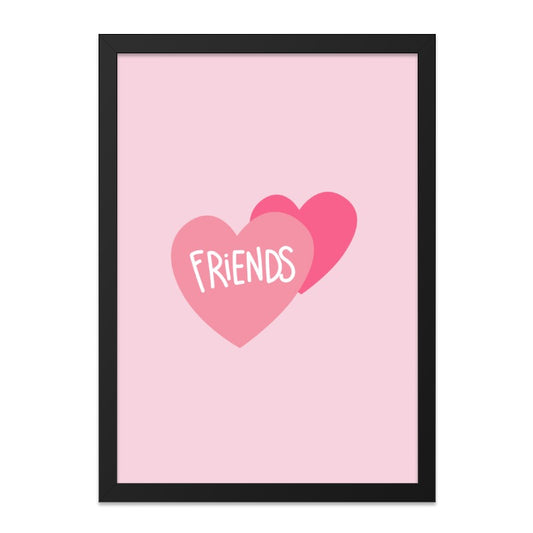 Best Friends Wall Art, Pink Heart Wall Decor, Friends Home Decor, Friendship Gift, Minimalist Wall Print, Cute Wall Art Print - Tawshia