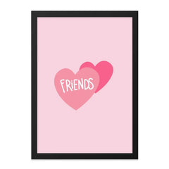 Best Friends Wall Art, Pink Heart Wall Decor, Friends Home Decor, Friendship Gift, Minimalist Wall Print, Cute Wall Art Print - Tawshia