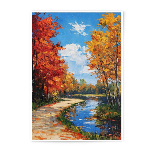 Autumn River Photographic Print, Fall Landscape Art, Nature Photography, Colorful Trees, Home Decor, Wall Art - Tawshia
